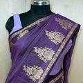 Luxury Purple Tussar Saree with Contemporary Skirt Border