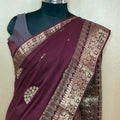 Chocolate Brown Crepe Saree with Exquisite Embroidery