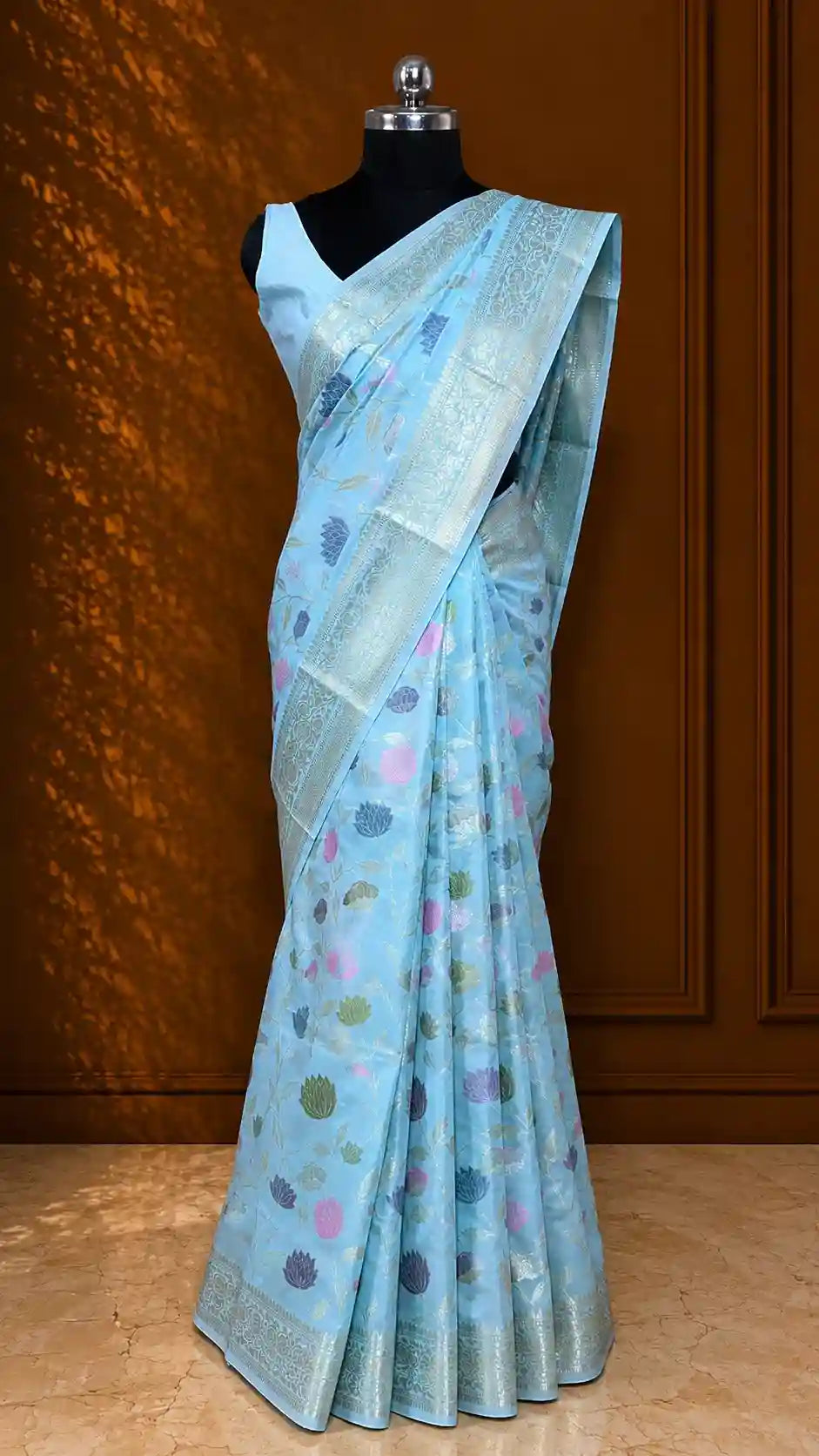 Banarasi Semi Kataan Silk Meenakari