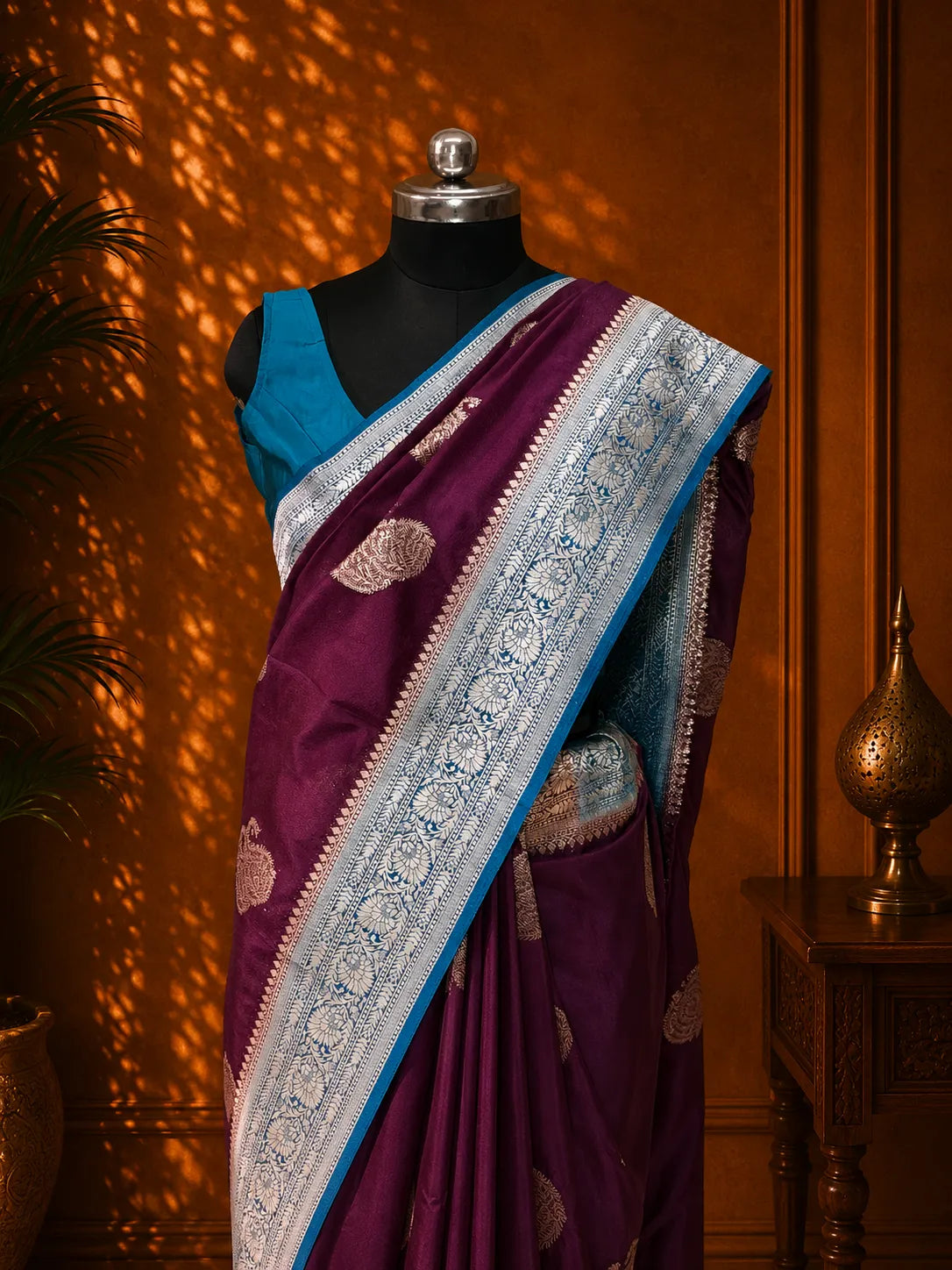 Premium Georgette Silk saree - Ivory Gold Zari