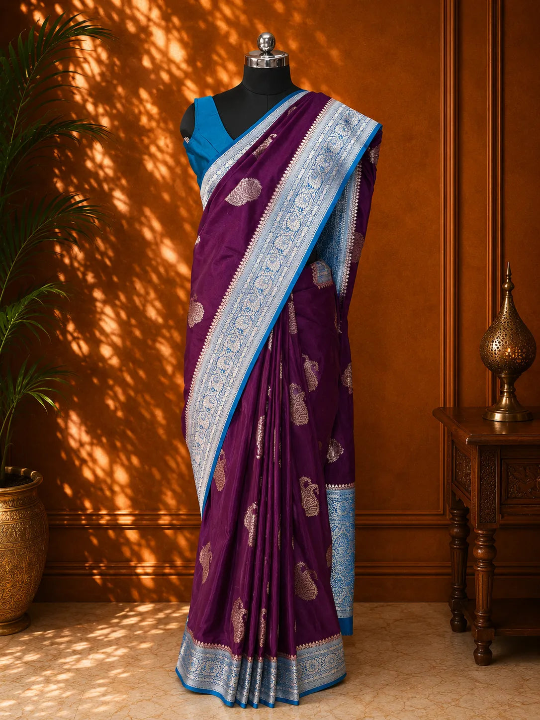 Premium Georgette Silk saree - Ivory Gold Zari