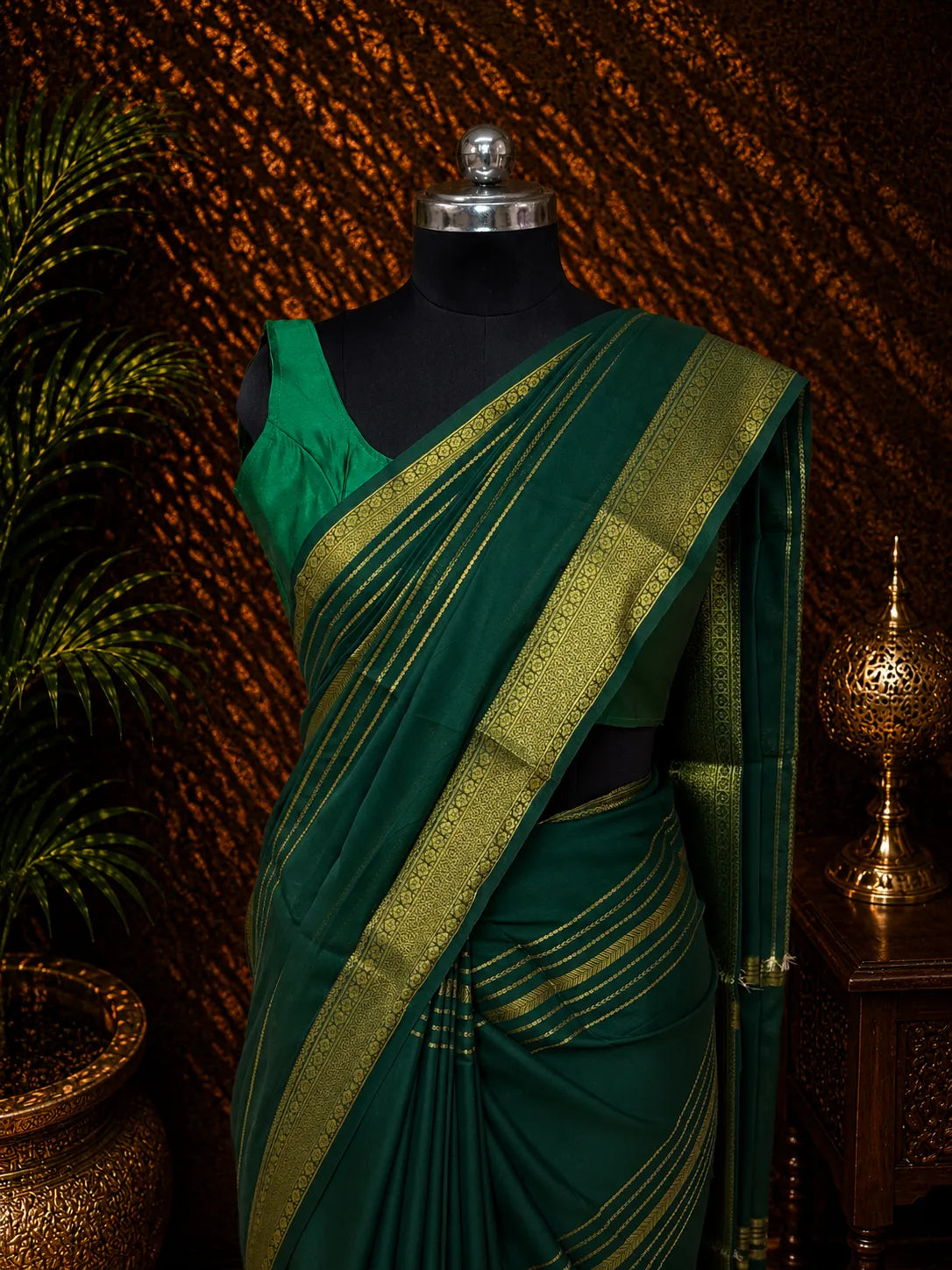 Semi Mysore Crepe With Stripes Body