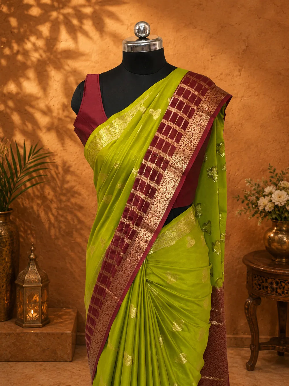 Semi Mysore Crepe Silk Saree with Zari Border | Traditional Wedding & Festive Wear