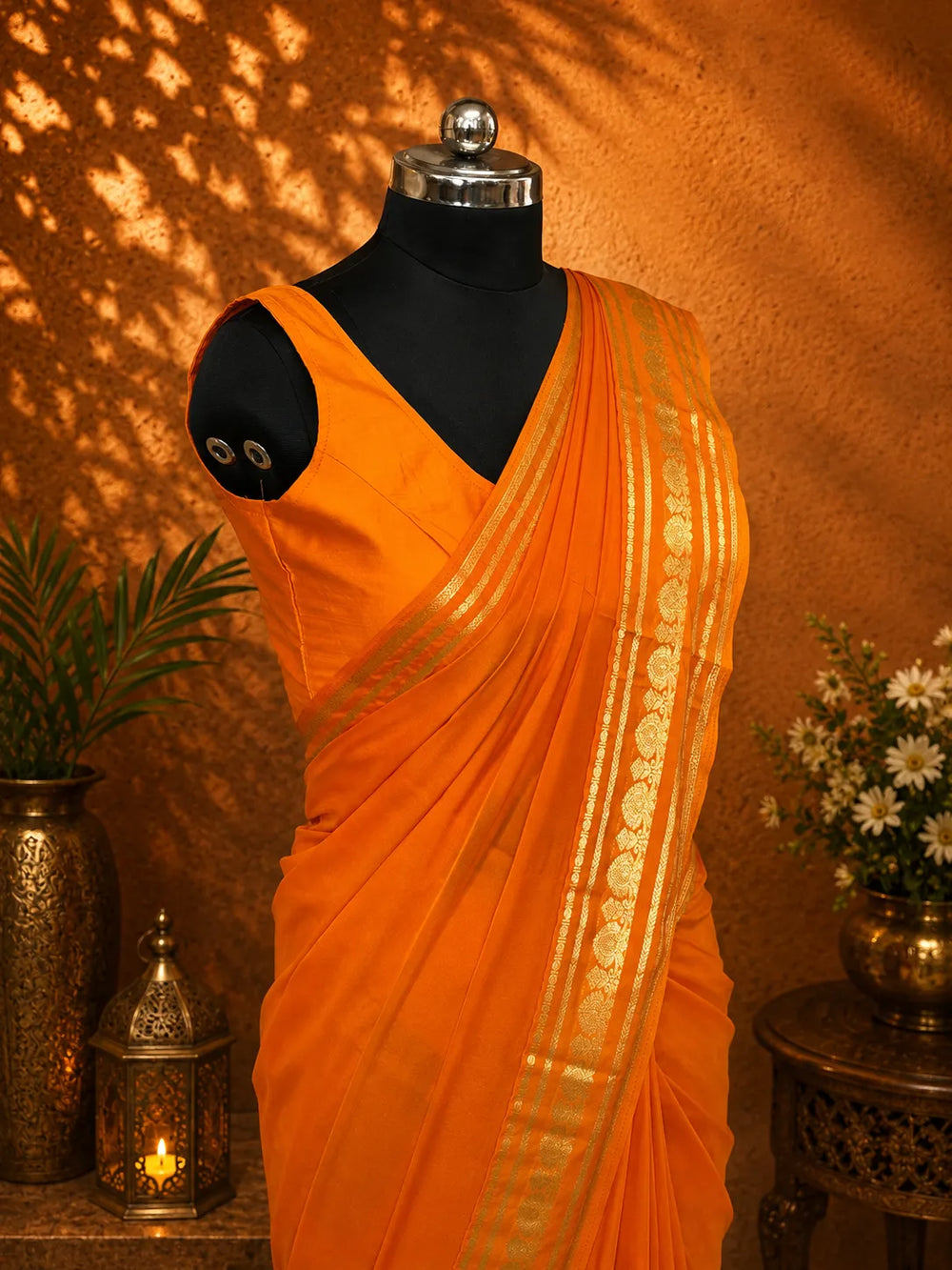 Crepe Saree with Stunning Zari Detailing
