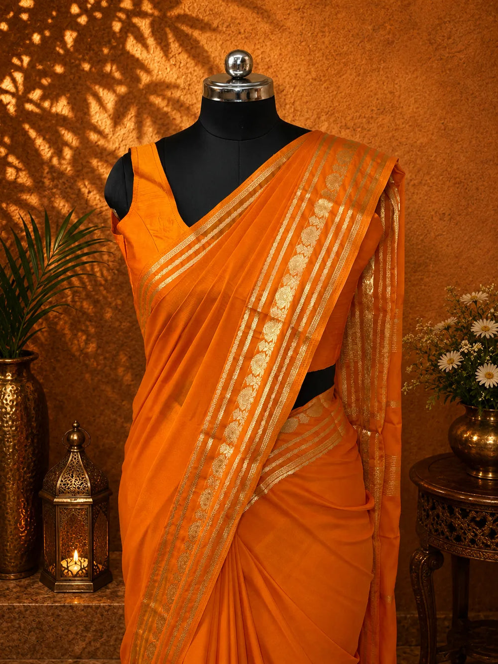Crepe Saree with Stunning Zari Detailing