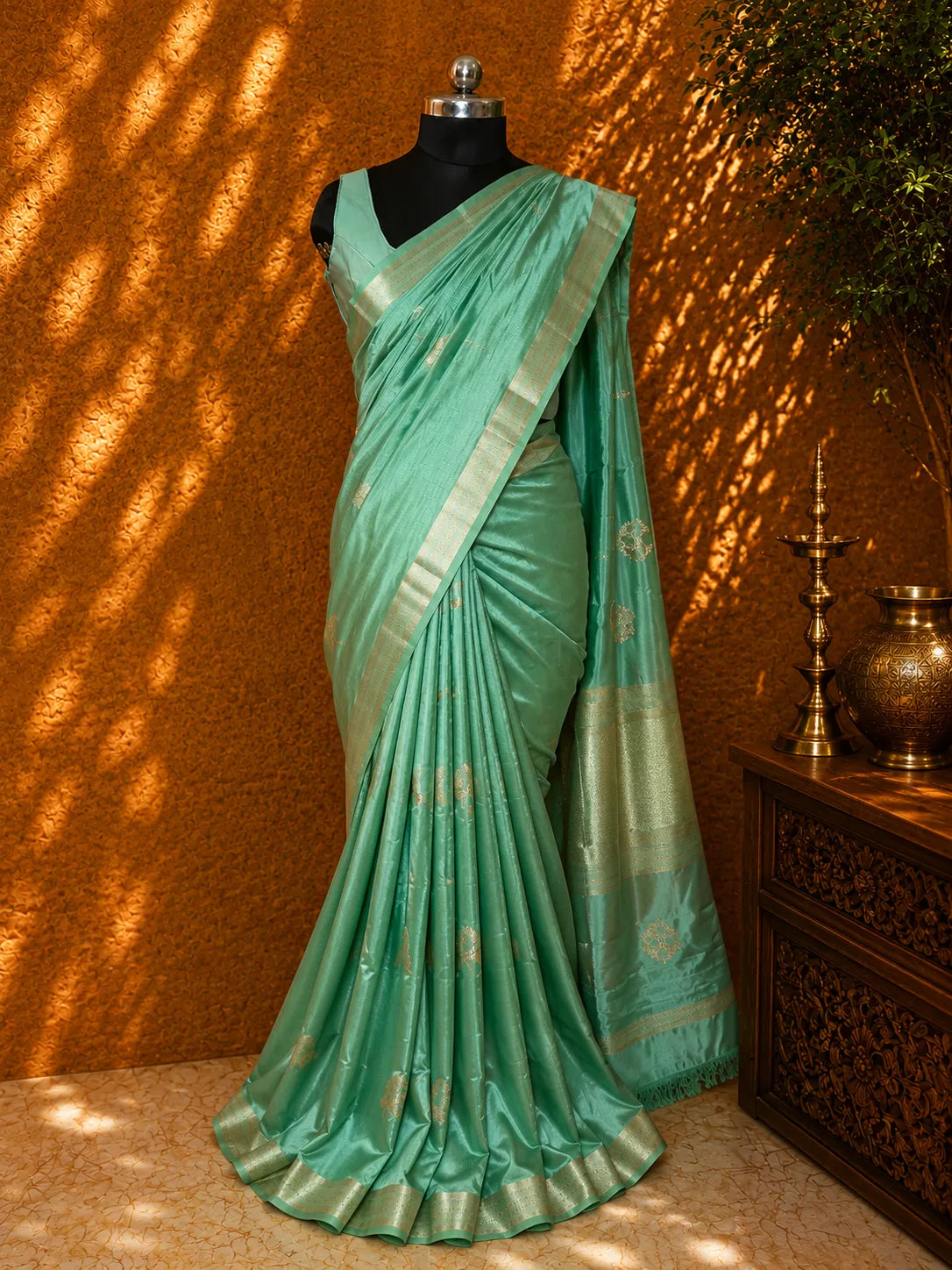 Elegant Tasar Silk Saree with Butta Weaving