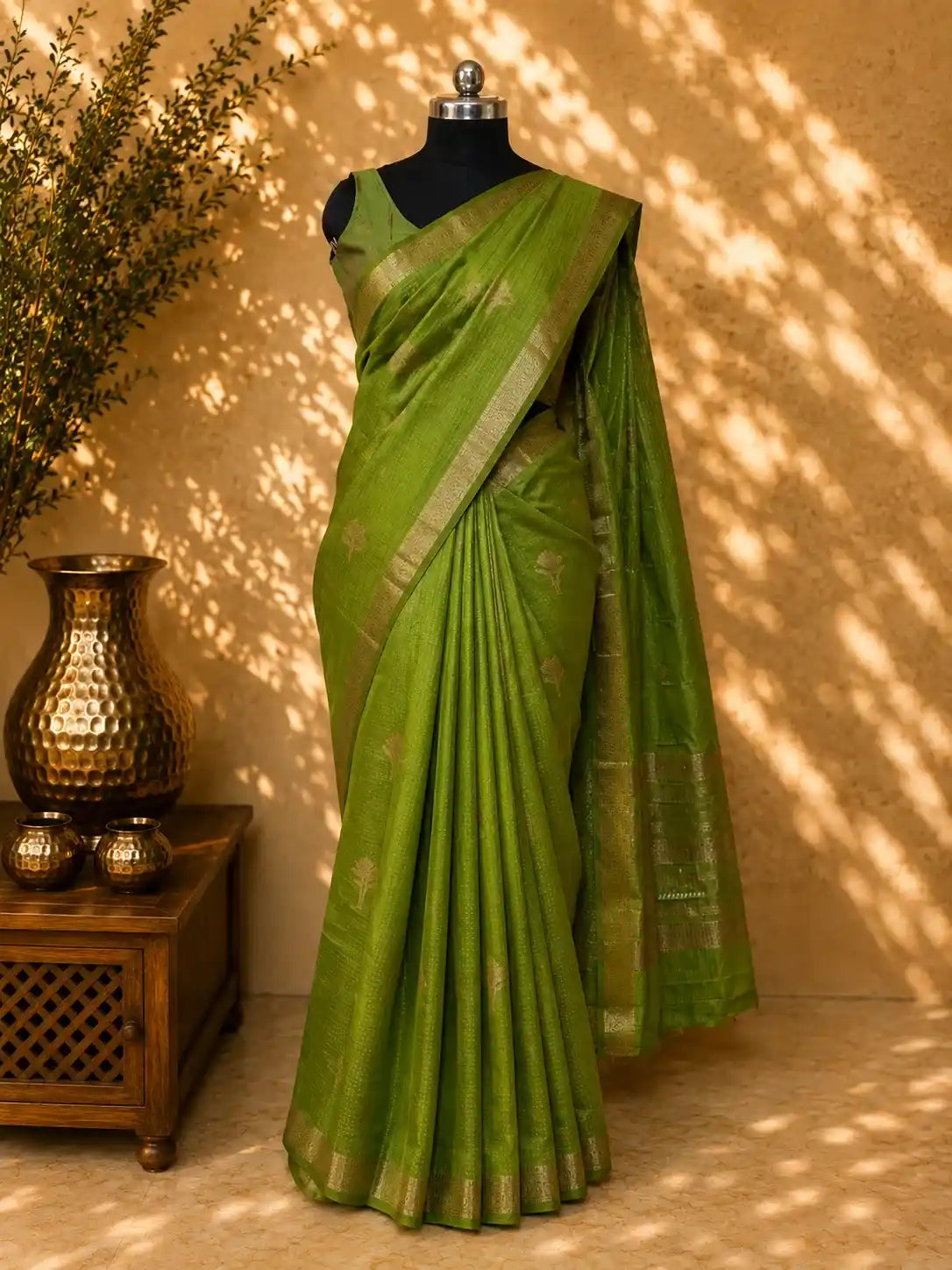 Tasar Silk Saree - Copper Tree